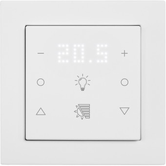 Pushbutton 6-gang,2x temp.w.display,2x light,2x shutter,I/O