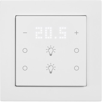 Pushbutton 6-gang,2x temp.w.display,4x light,IN/Outputs
