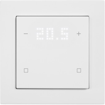 Pushbutton sensor 4-gang, 2x temp. w. display,2x neutral,I/O