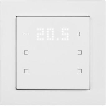 Pushbutton sensor 6-gang, 2x temp. w. display,4x neutral,I/O