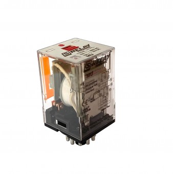Releu brosabil, 11 pini, 3 CC, 24V c.a., 10A cu LED