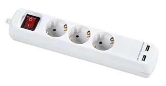 SELLY 3xSchuko PC + 2xUSB H05VV-F 3G1.5mm2, 3m