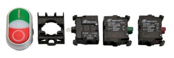 Set complet buton dublu rosu/verde 230V