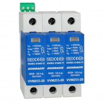 Set descarcator VARTEC C, pt. TN-C, 255V/20kA+cont. aux. 3+0