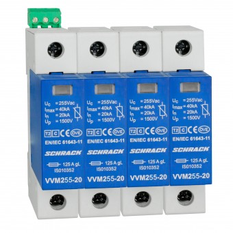 Set descarcator VARTEC T2(C) pt. TN-S 255V/20kA+cont.aux.4+0