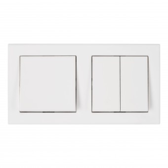 Set intrerupator simplu+dublu+rama, conexiune cu surub, alb
