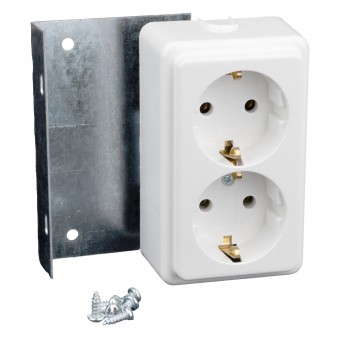 Set prize duble 16A, 250V c.a., cu sistem de montaj