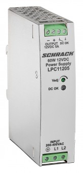 Single-phase Power Supply pulsing, 230VAC/12VDC, 5A at 50°C