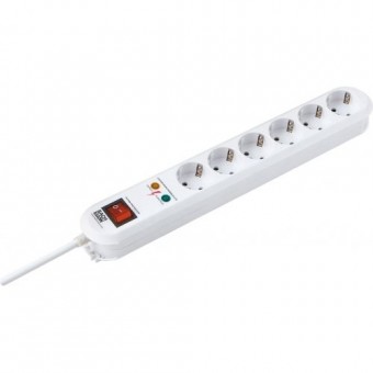 SMART 6xSchuko 1xPST 1.5m, H05VV-F 3G1.5, alb, nedemontabil