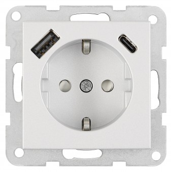 Socket outlet insert with USB type A+C, 3 A, silver