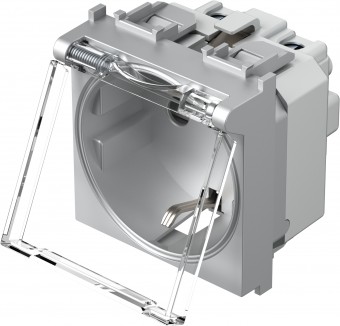Socket silver, higher protection cover, transparent lid 16A