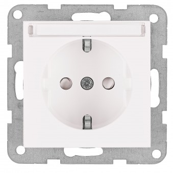 Socket with title block, safety shutter, white