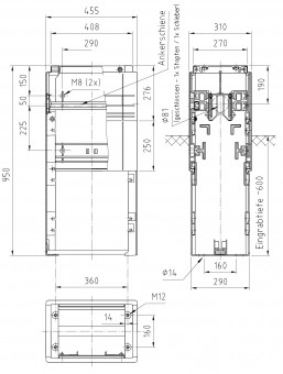 Soclu de plastic, pt. mar.00X, RAL7035, 440x850x310mm
