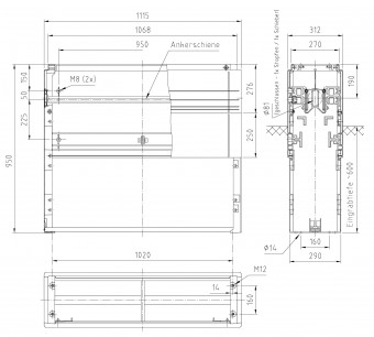 Soclu de plastic, pt. mar.2, RAL7035, 1115x850x310mm