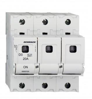 Soclu pentru portfuzibile D02, seria ARROW S, 3-poli, 20A