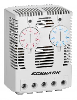 Termostat dublu, 1ND+1NI, 0°-60°C, montaj pe sina DIN