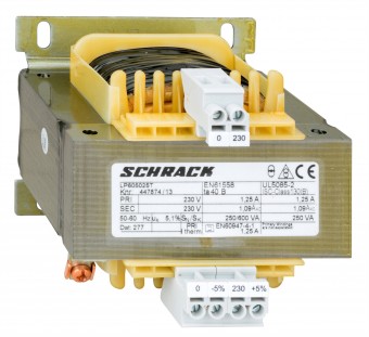 Transformator de comanda monofazat, 230V/230V, 250 VA, IP00