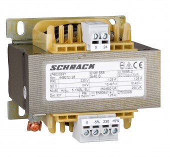 Transformator de comanda monofazat, 230V/24V, 250 VA, IP00
