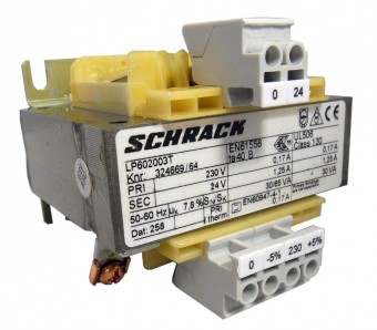 Transformator de comanda monofazat, 230V/24V, 30 VA, IP00