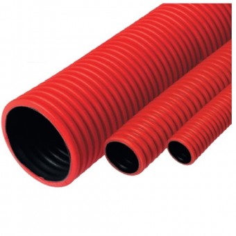 Tub corugat dublu perete PEHD 450N Ø32 mm rosu UV – COURBI | 43-20000-032