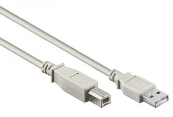 USB 2.0 A-B Cable, A male - B male, Grey, 2m