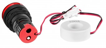 Volt/Amper-metru, 22.5mm, 0-100A, 50-500VAC, rosu, circ.