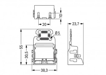 Wago Mounting adapter for screw fastening, blue