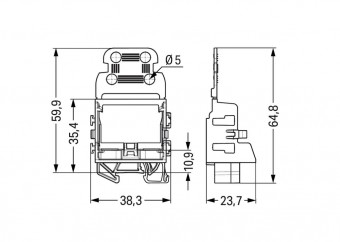 Wago Mounting adapter for TS 15, blue
