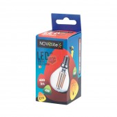 Bec LED filament sferic 4W E14 2700K, clar, Novelite