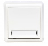 Buton 10A, CLOPOTEL etich inscript, PT,cl surub IP20, alb