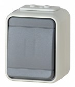 Buton cu revenire IP44, gri/gri
