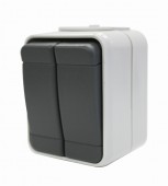 Buton dublu cu revenire IP44, gri/gri