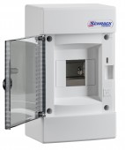 Cofret aparent, 4 UH, 1 rand, usa transparenta, IP40