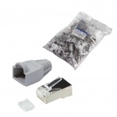 Conector RJ45 pt flex Cat.6 ecranat incl. manson gr, 100 buc
