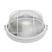 Corp BAT E27 Rotund Alb IP54 Dispersor Sticla+Grilaj - NOVELITE