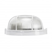 Corp BAT E27 Rotund Alb IP54 Dispersor Sticla+Grilaj - NOVELITE