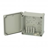 Cutie din ABS cu capac gri si balamale, 130x130x75mm