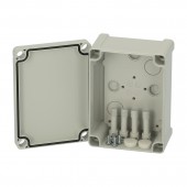 Cutie din ABS cu capac gri si balamale, 130x95x65mm