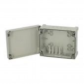 Cutie din ABS cu capac gri si balamale, 201x163x98mm