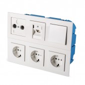 Doza de aparat pentru perete gips carton, sextupla