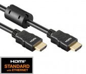 HDMI 1.4 Cable, 2x HDMI19 Typ A male, Ferrit/Gold,Black, 10m