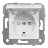 Insert priza 16A cu protectie copii si capac, cl el, alb