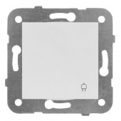 Insert priza 16A cu protectie copii si capac, cl el, alb