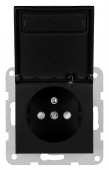 Insert priza cu capac, cleme elastice, eticheta, negru
