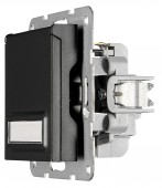 Insert priza cu capac, cleme elastice, eticheta, negru