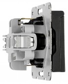 Insert priza cu capac, cleme elastice, eticheta, negru