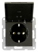 Insert priza cu capac, cleme elastice, negru