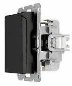 Insert priza cu capac, cleme surub, negru
