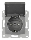 Insert priza cu capac, conexiune elastica, antracit