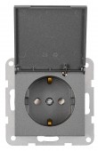 Insert priza cu capac de protectie, conex cu surub, antracit